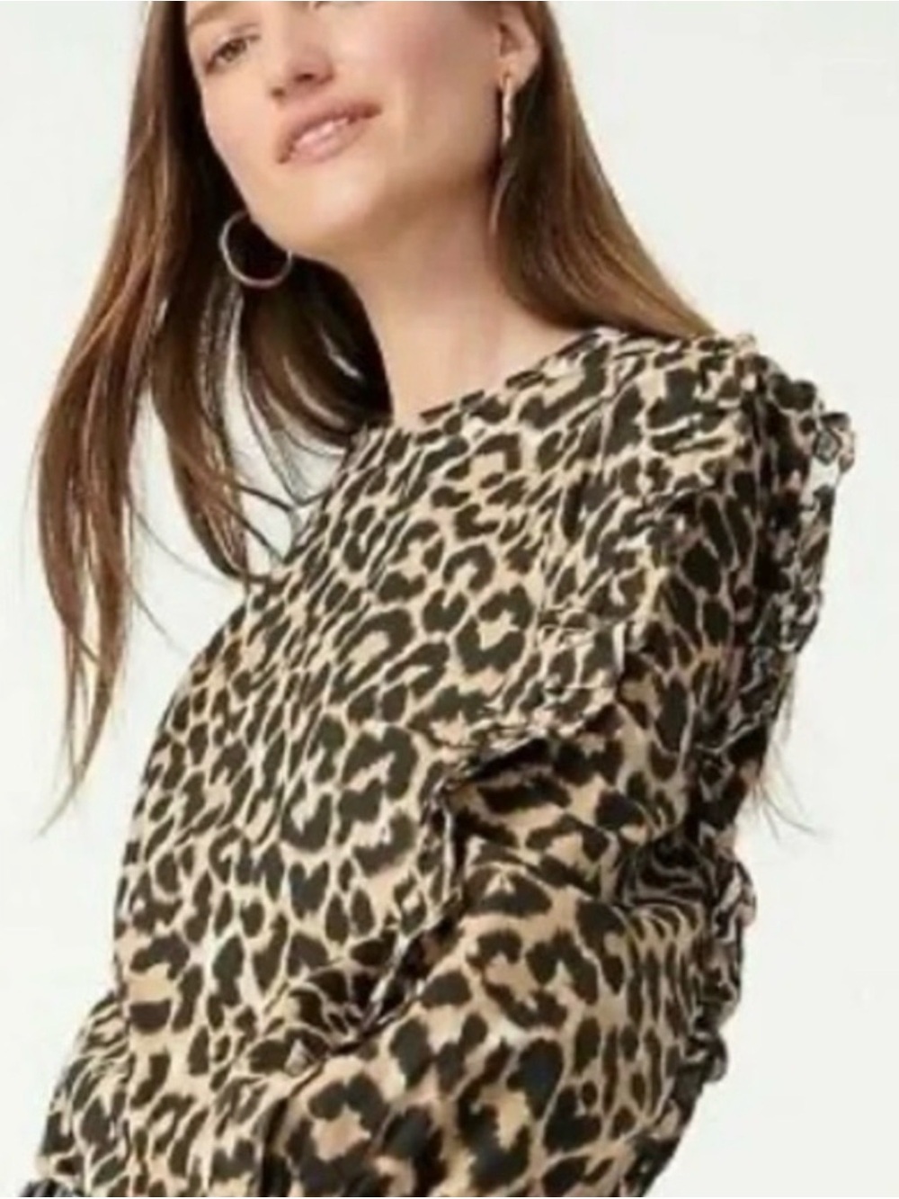 Leopard Print 100% Cotton Anima Print Long Sleeve Top Reimagined by J.Crew Sz S